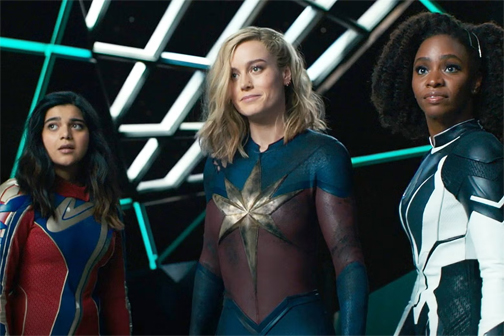Ms. Marvel, Captain Marvel, and Spectrum in the new MCU movie "The Marvels".